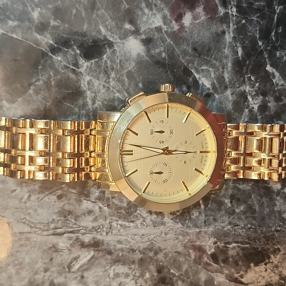 Geneva Gold Colored Chronograph Watch
